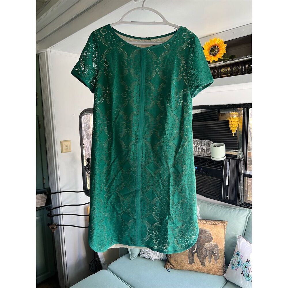 Adrianna Papell Green Lace Mini Dress